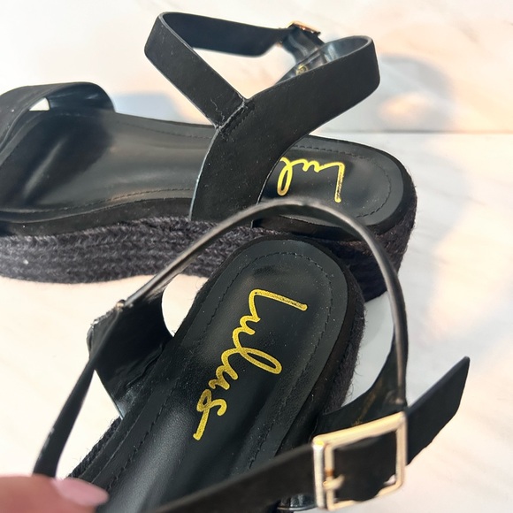 Lulus Espadrilles Sandals Black Platform Size 9 Ankle Strap Adjustable - Picture 9 of 13